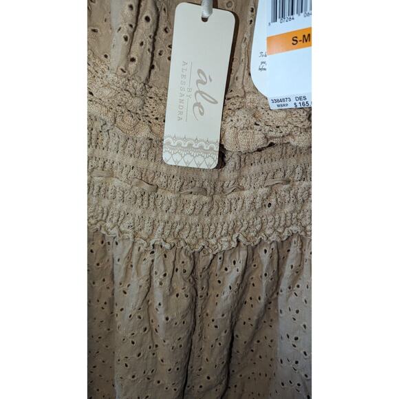 NWT Ale by Alessandra Women's Light Brown Eyelet Pattern OTS Romper SZ S/M $165 - Picture 8 of 12